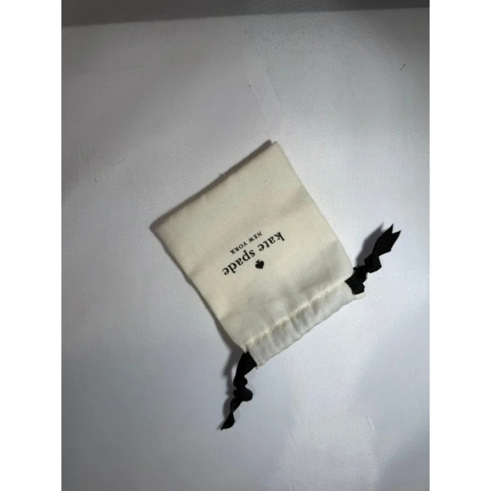 Kate Spade New York Small Canvas Jewelry Drawstring Pouch Bag Off White Black